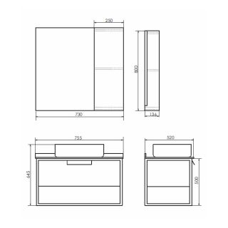Comforty Тумба-умывальник "Кёльн-75" дуб темный с черной столешницей с раковиной Comforty T-Y9378